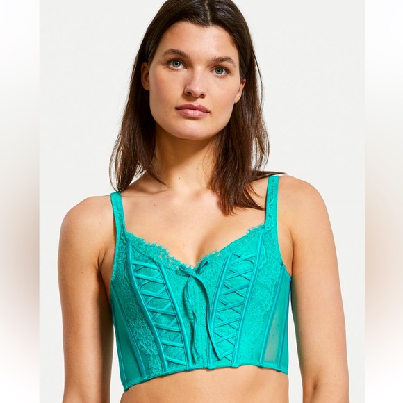 NWT Victorias Secret XXL Unlined Lace-Up Capri Sea Corset Top